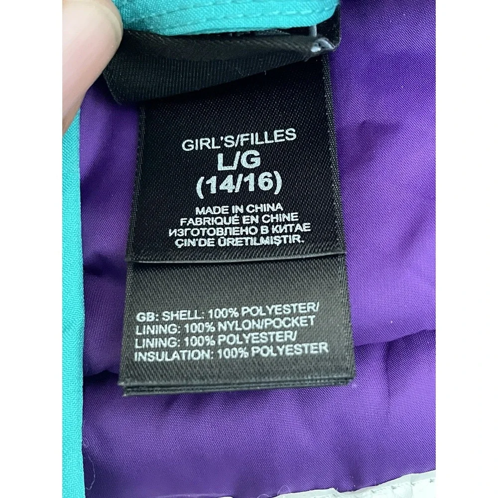 The North Face Girls Hyvent Jacket Large (14/16) Teal / Purple Waterproof Hiking